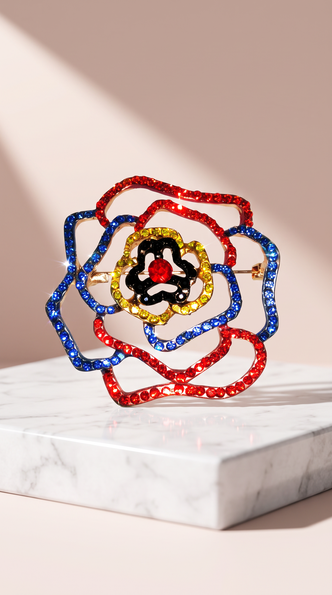 Lattice Flower Crystal Brooch Pin