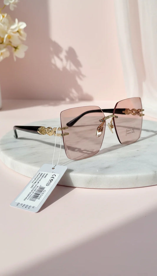 Rimless Gradient Gold Accent Sunglasses Box of 12