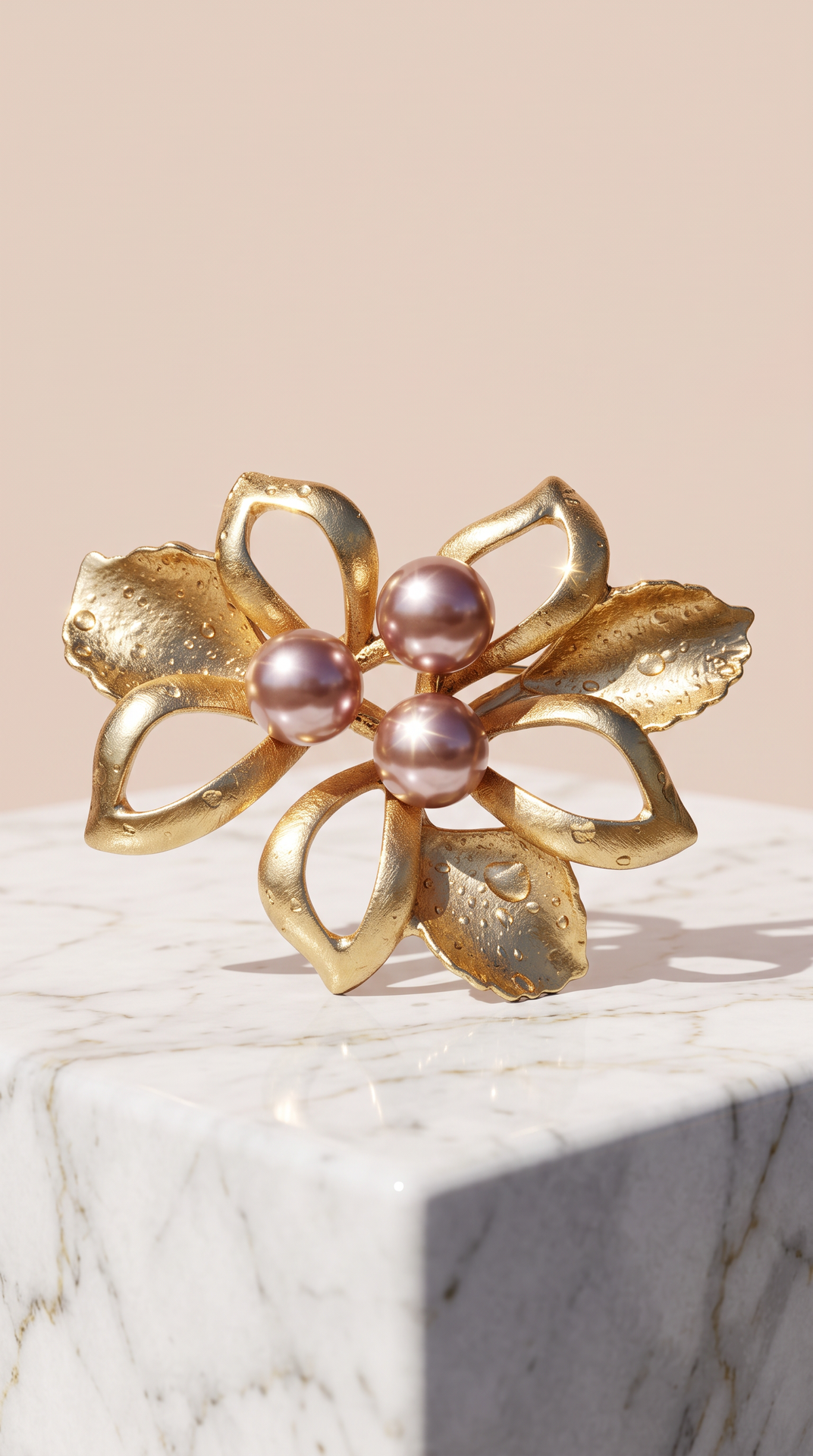 Holly Leaf & Pearl Brooch Pin