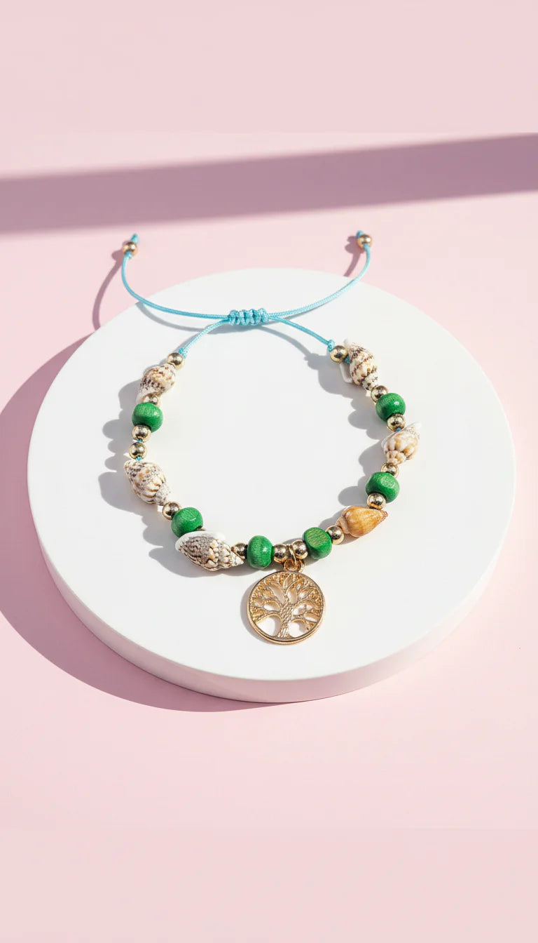 Tree Of Life Beaded Pull Tie Anklet