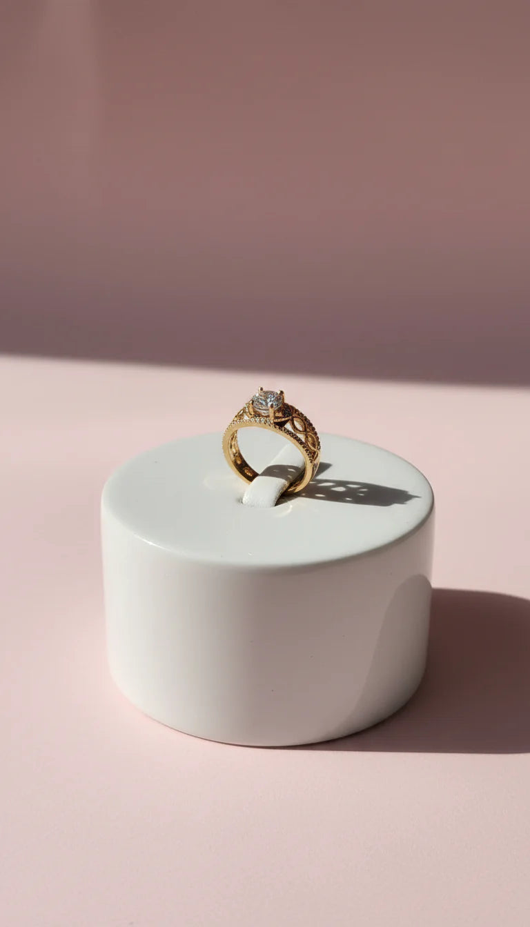 Gold Wavey Band Crystal Ring Gold Box set of 12