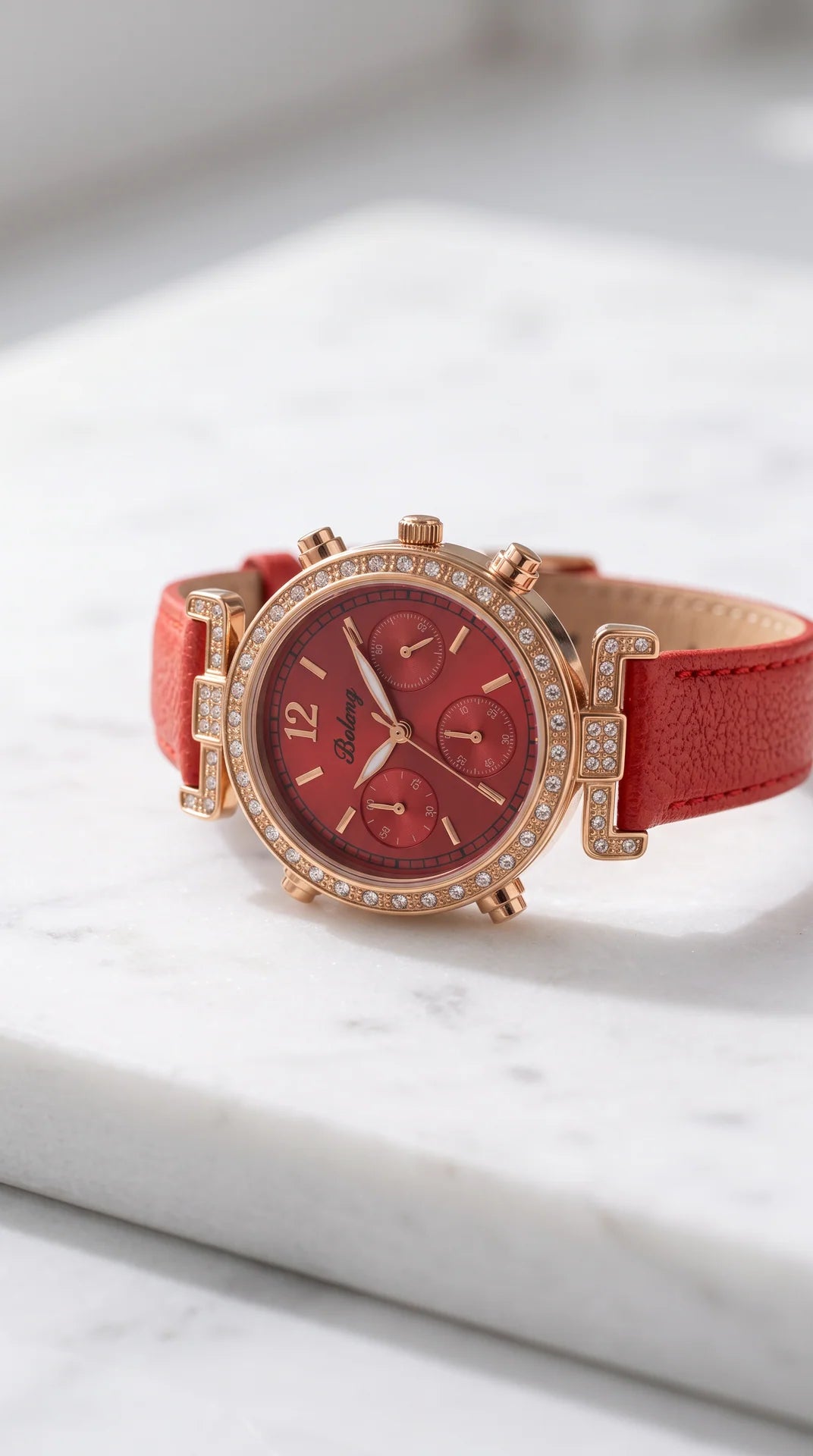 Crystal Bezel Soft Strap Watch