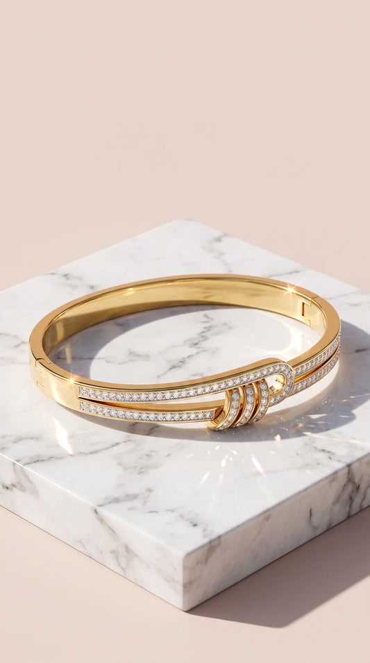 Cubic Zirconia Knot Bangle Bracelet