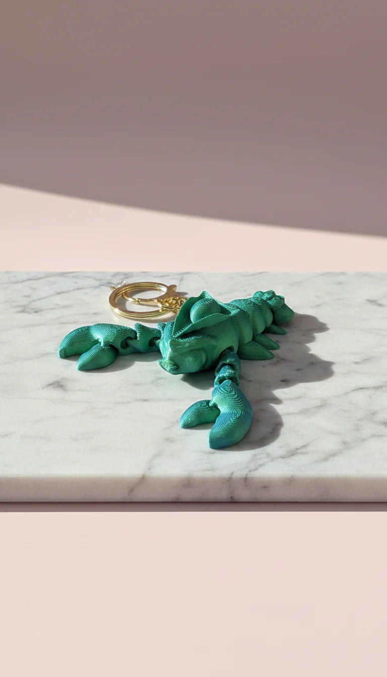 3D Printed Articulated Fantasy Lobster : Bioplastic Fidget Key Ring