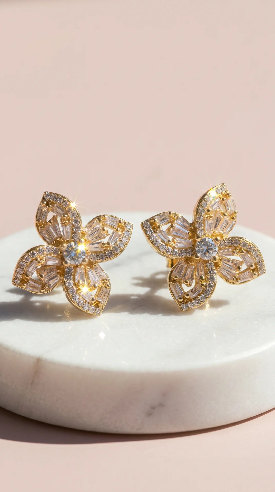 Flower Crystal Stud Earrings