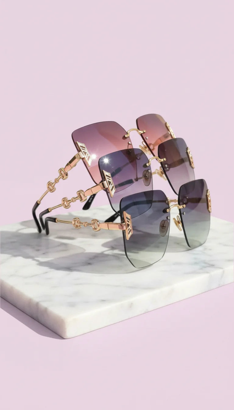 Rimless Snaffle Gold Frame Sunglasses Box of 12