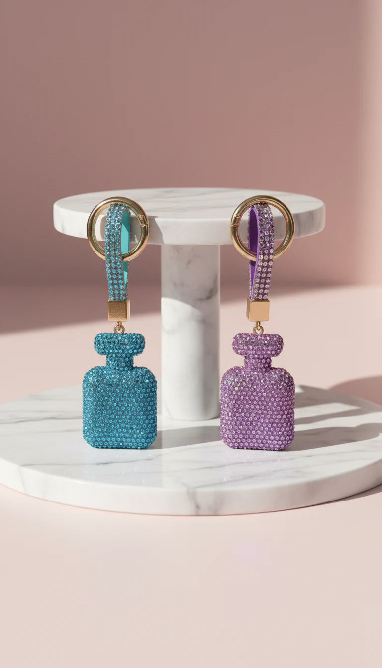 Bubble Perfume Bottle Crystal Key Ring & Bag Charm