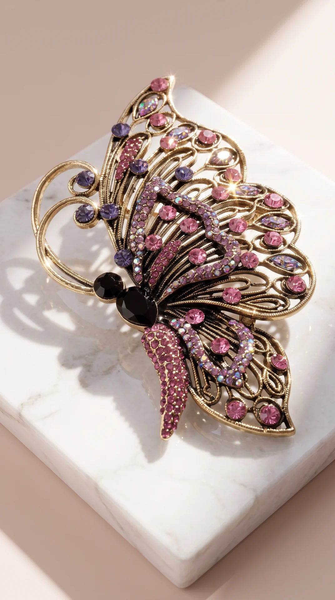Crystal Butterfly Oversized Brooch Pin