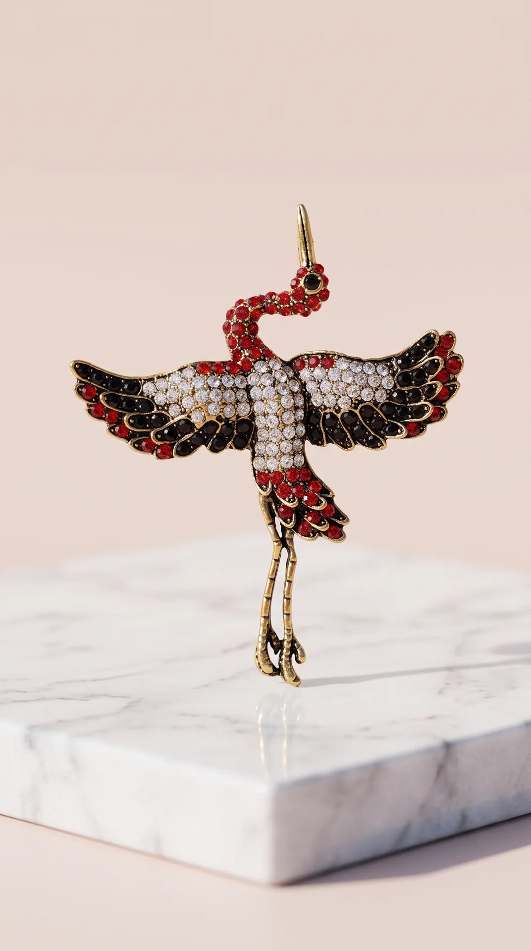 Stork Crystal Brooch Pin