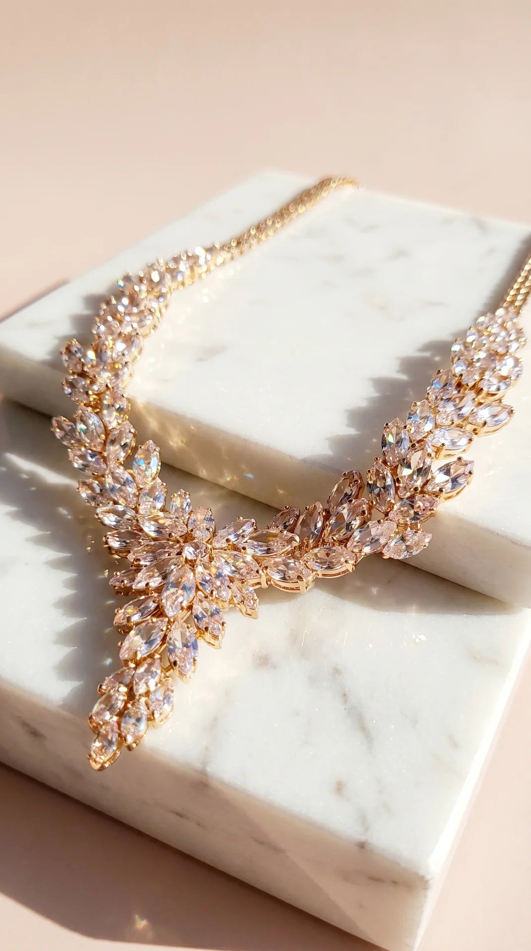 Layered Crystal Statement Necklace & Earrings Set