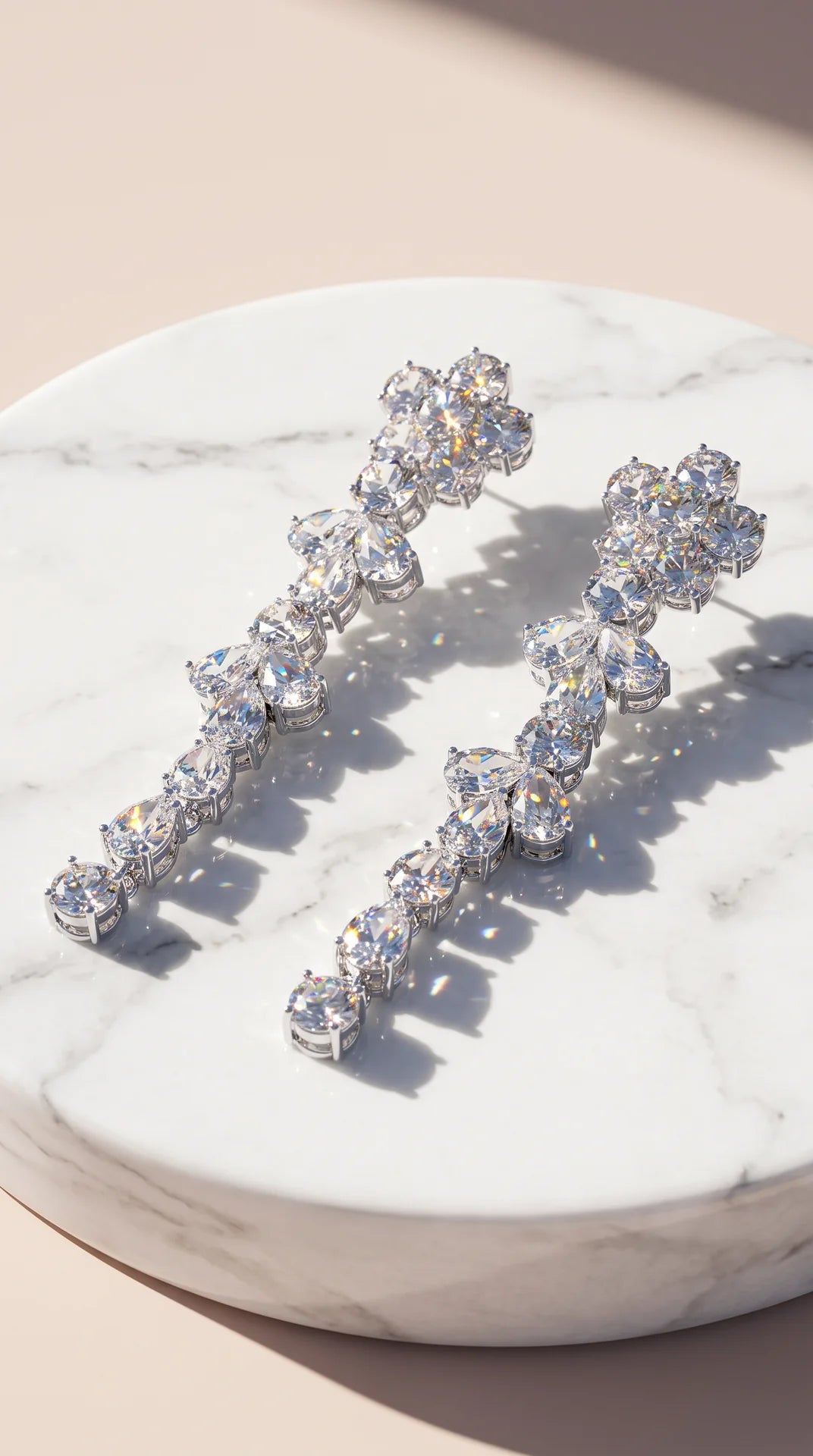 Flower Crystal Drop & Dangle Statement Earrings