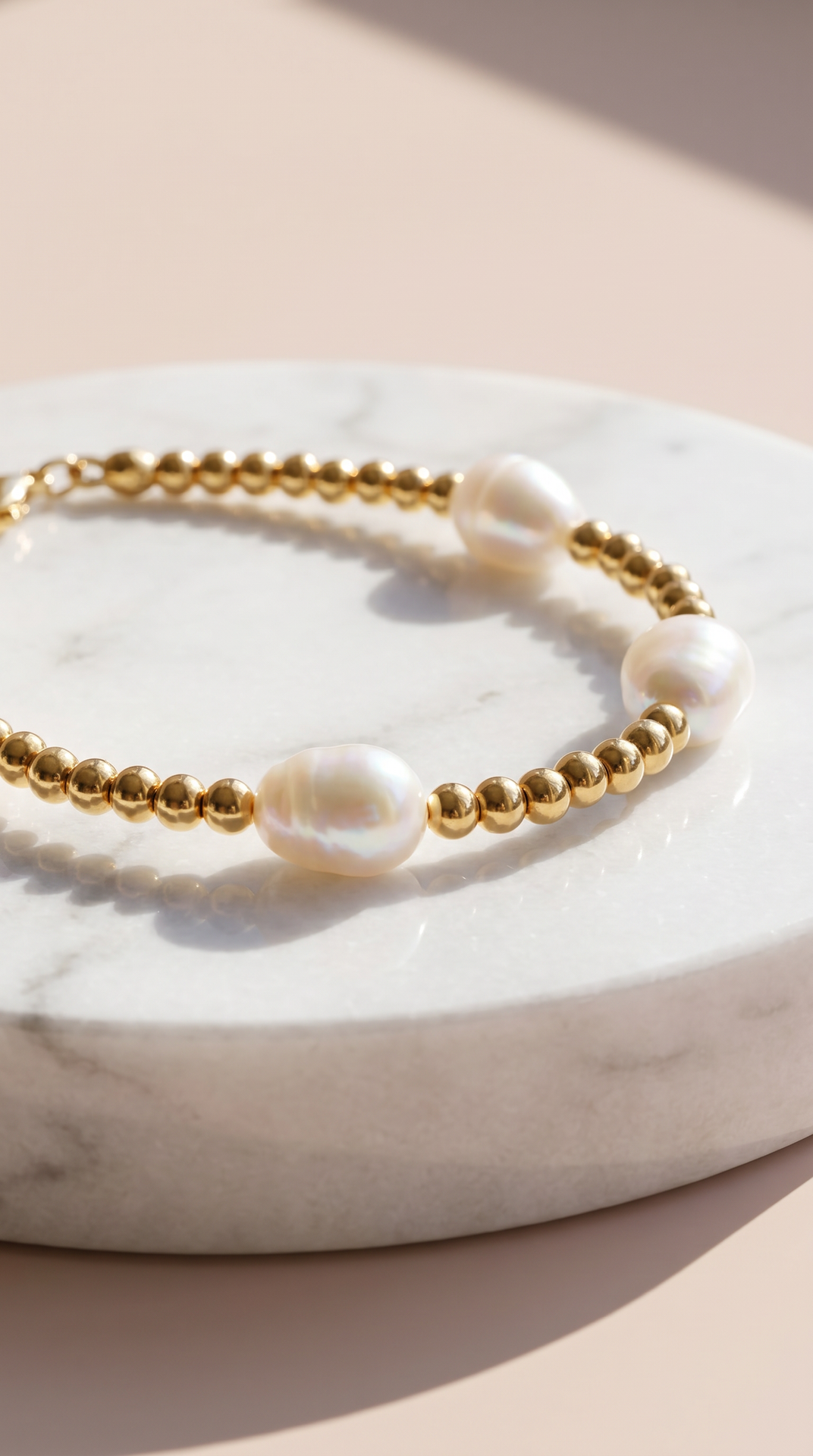 Fresh Water Pearl Gold Plated Beaded Bracelet
