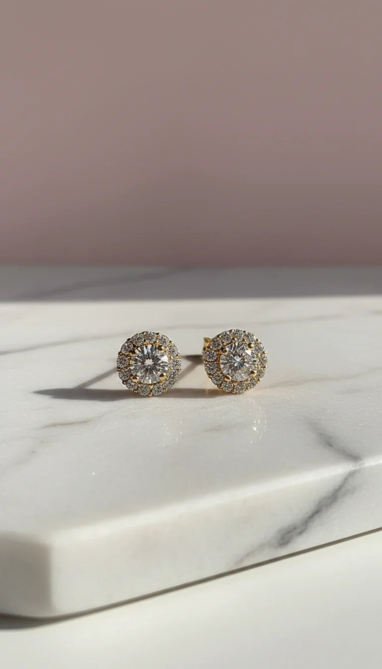 Gem Cluster Crystal Stud Earrings