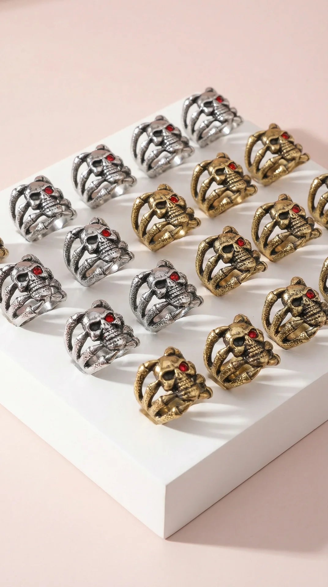 Stainless Steel Men's Claw & Skull Biker Ring