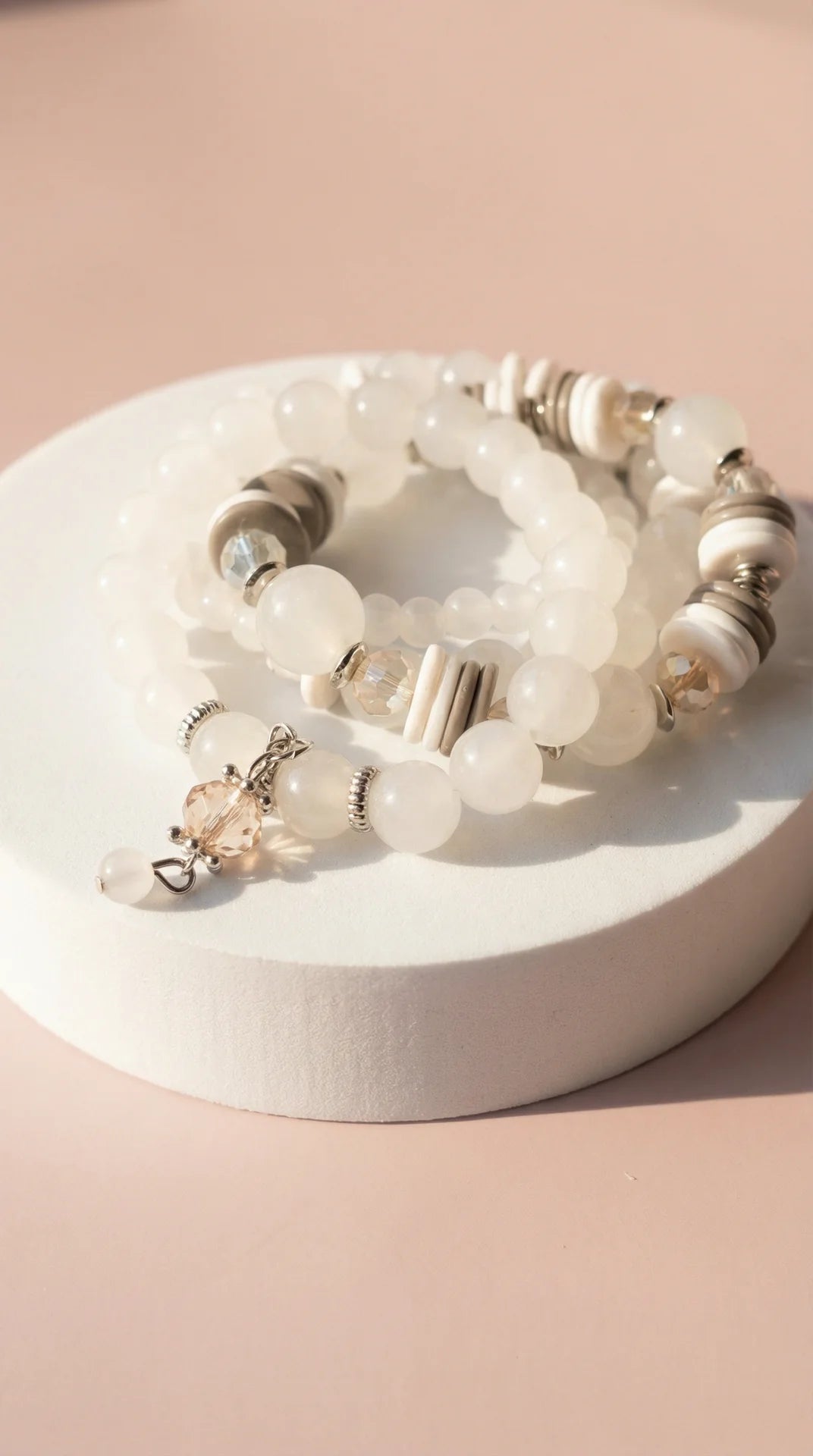Crystal Charm Ceramic Beaded Bracelet Set