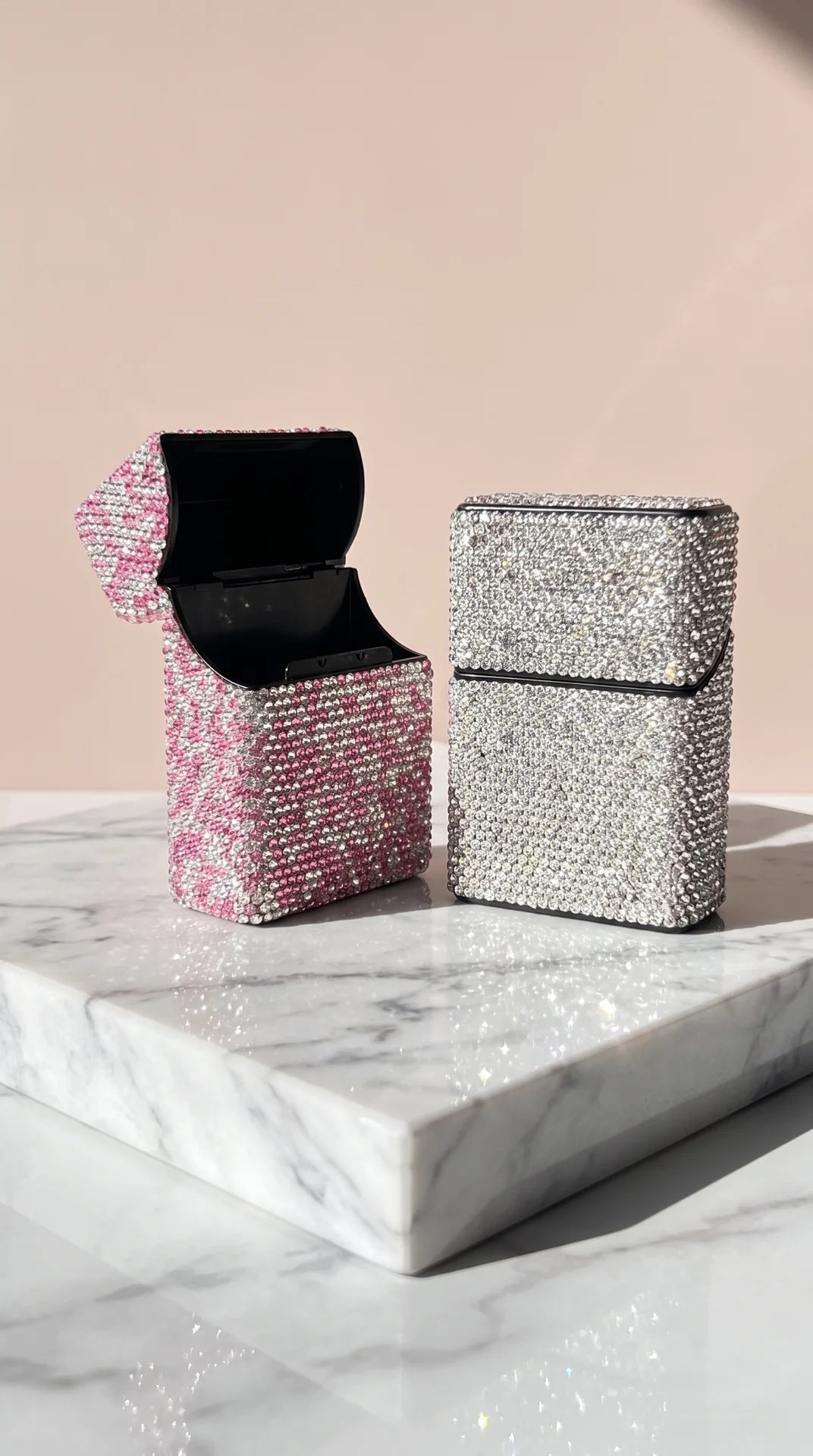 Stainless Steel Crystal Cigarette & Card Case