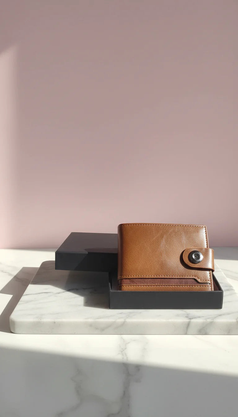 Two Tone Leather Wallet With Gift Box