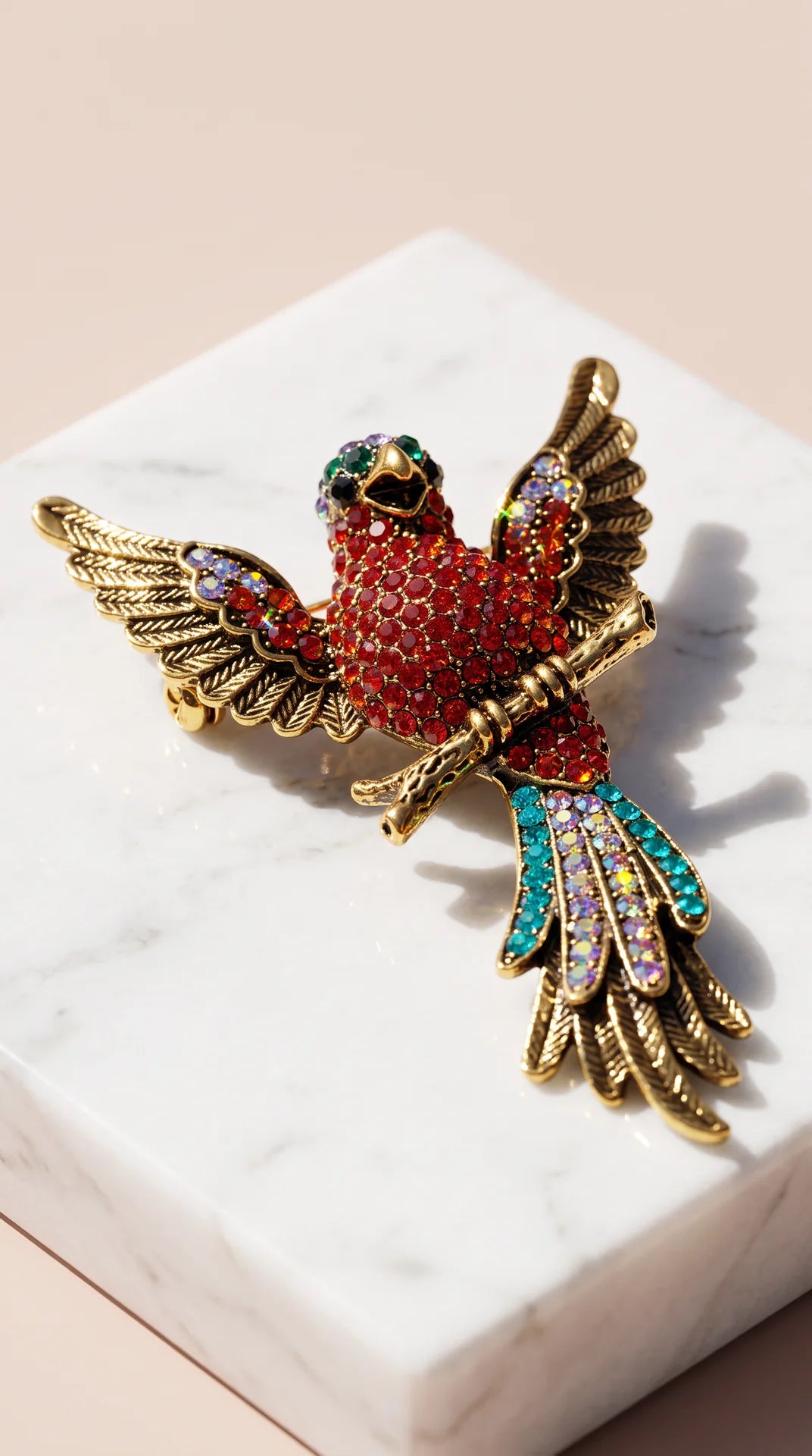 Parakeet Crystal Statement Brooch