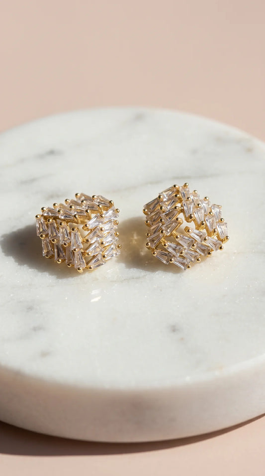 Cube Crystal Stud Earrings