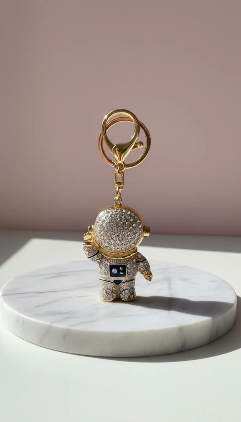 Space Astronaut Figure Crystal Key Ring & Bag Charm