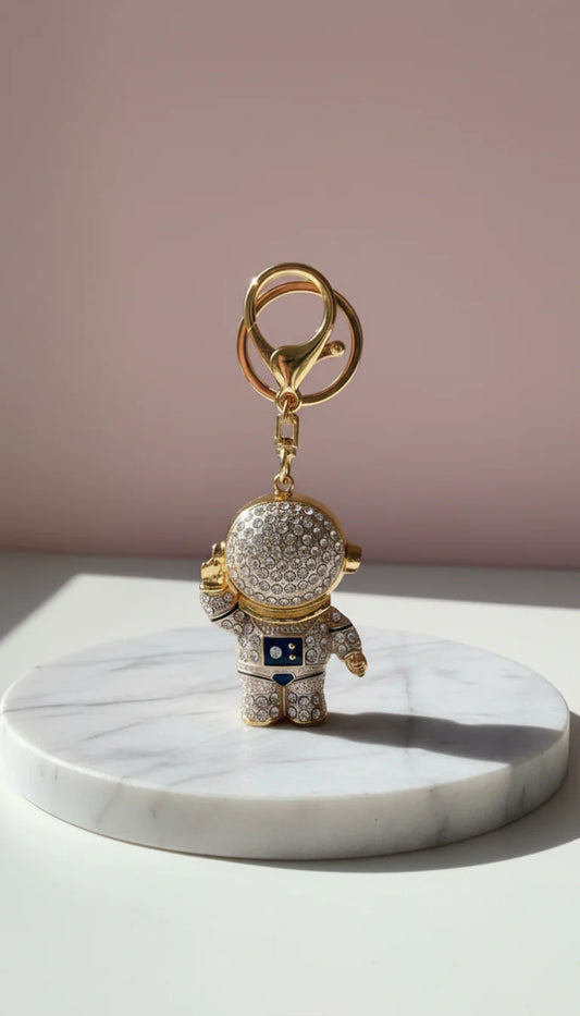 Space Astronaut Figure Crystal Key Ring & Bag Charm