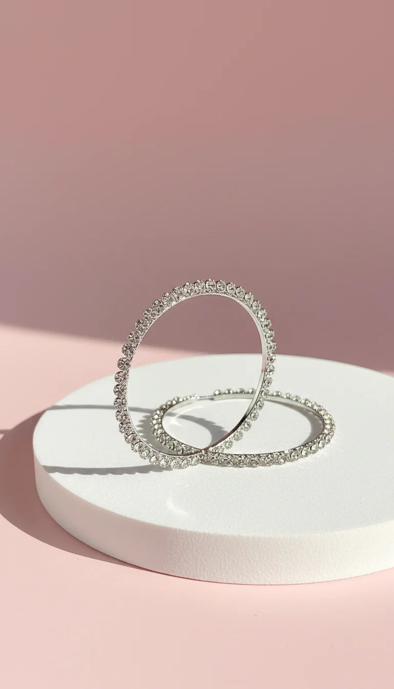 Round Crystal Hoop Earrings