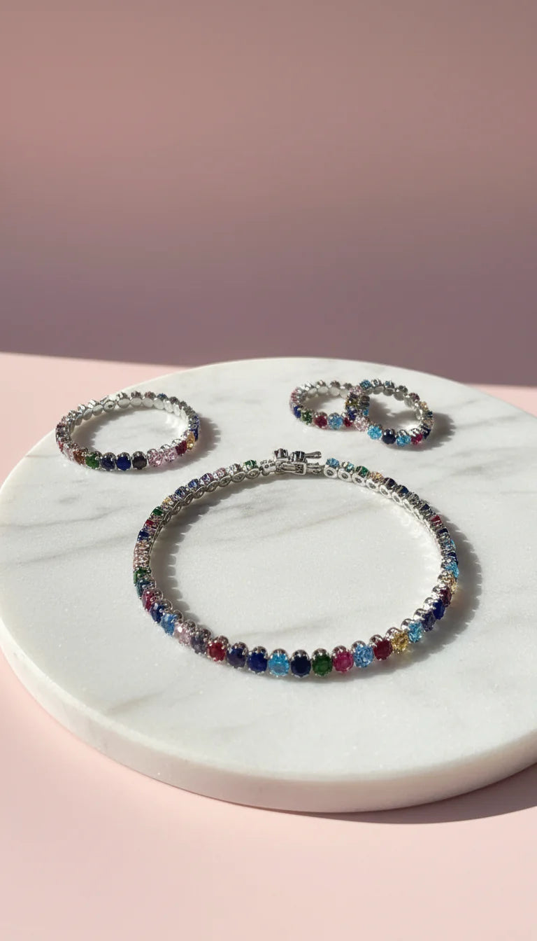 Round Cut Crystal Choker, Bracelet & Earrings Set