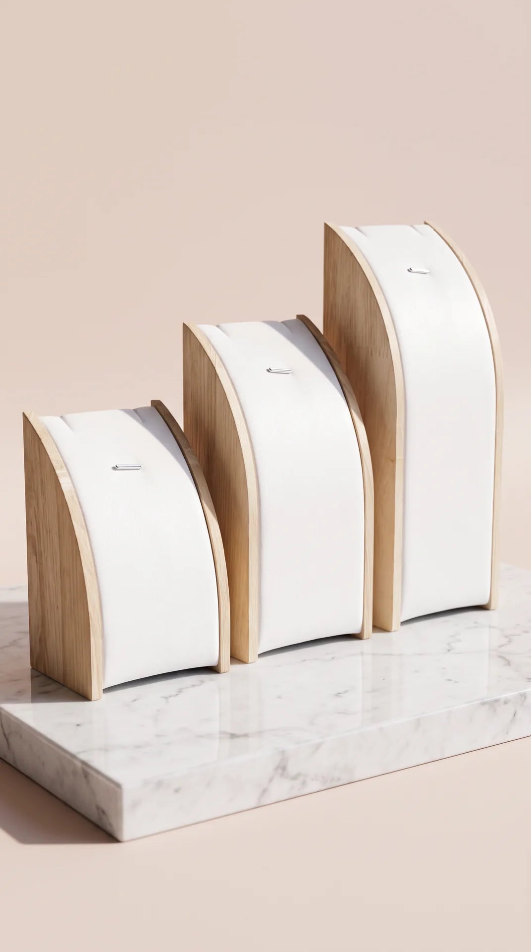 Set Of 3 Curved Wooden Necklace Display Stand