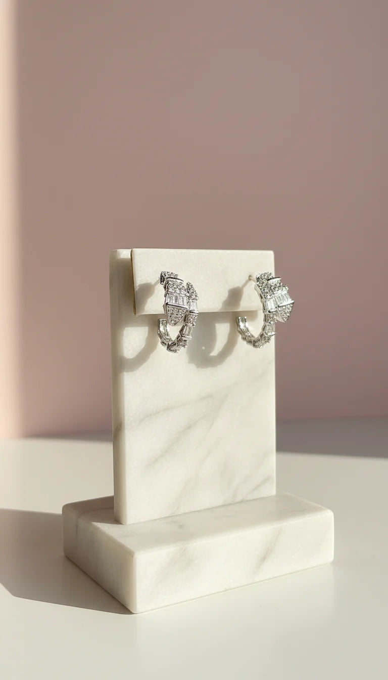 Serpent Huggie Crystal Stud Earrings