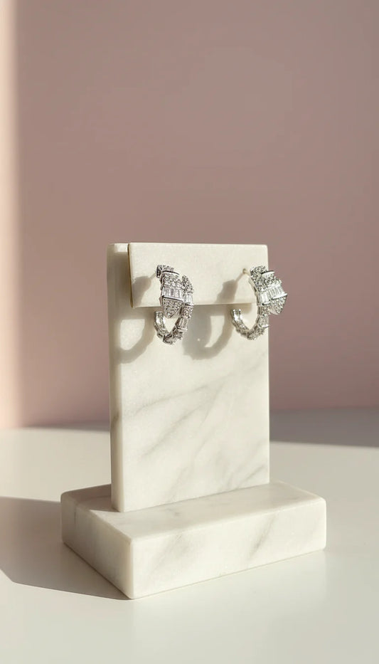 Serpent Huggie Crystal Stud Earrings