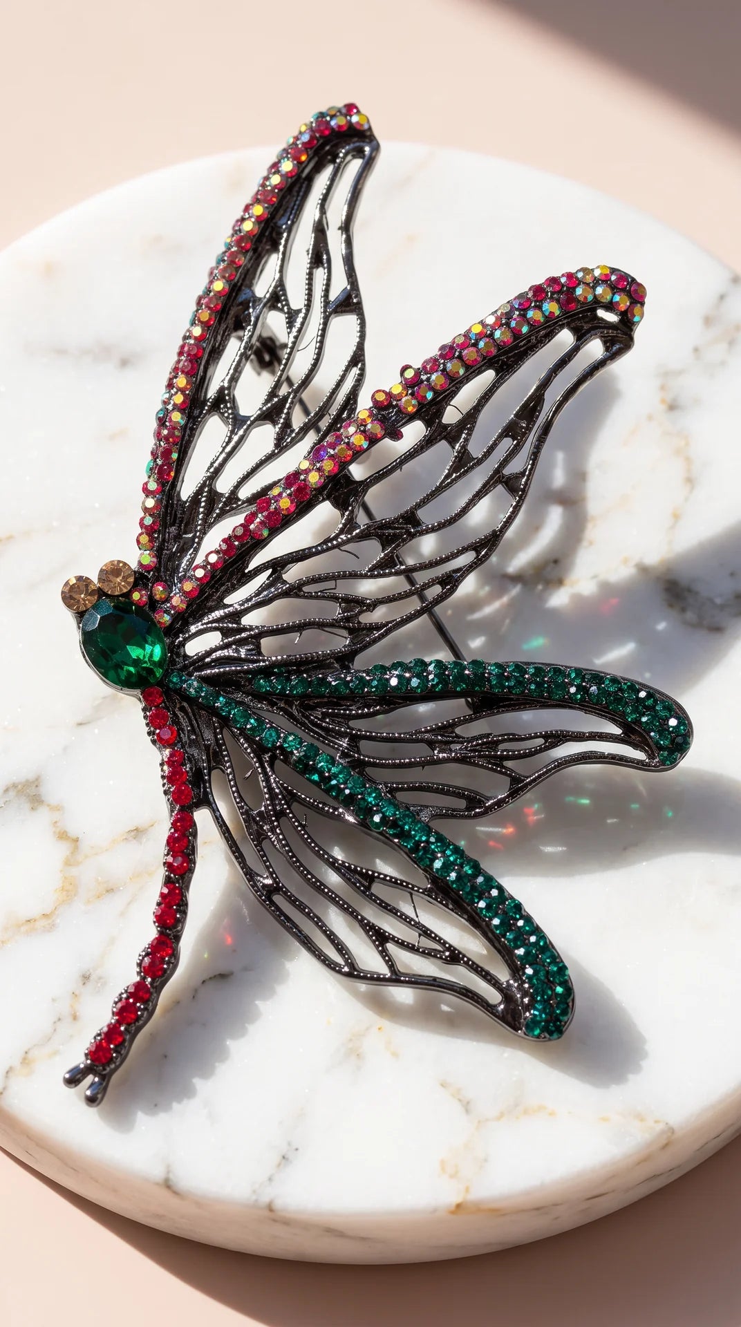 Rhinestone Dragonfly Statement Brooch