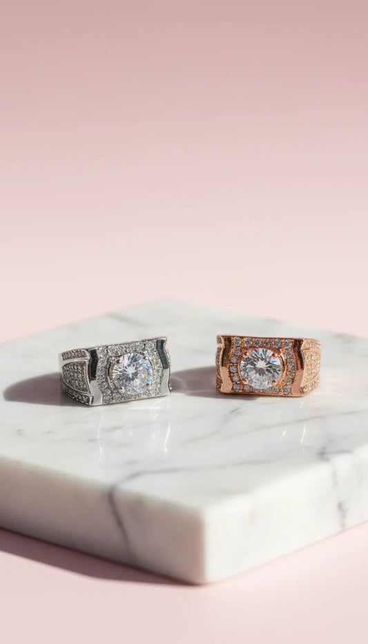 Men's Square Band Crystal Box Set of 12 Rings