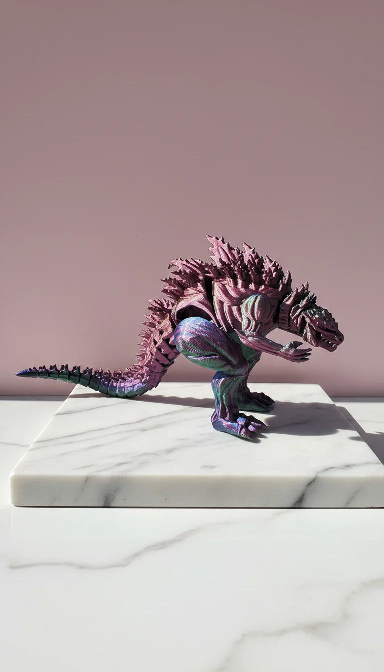 3D Printed Articulated Fantasy Standing Dragon Figurine: Bioplastic