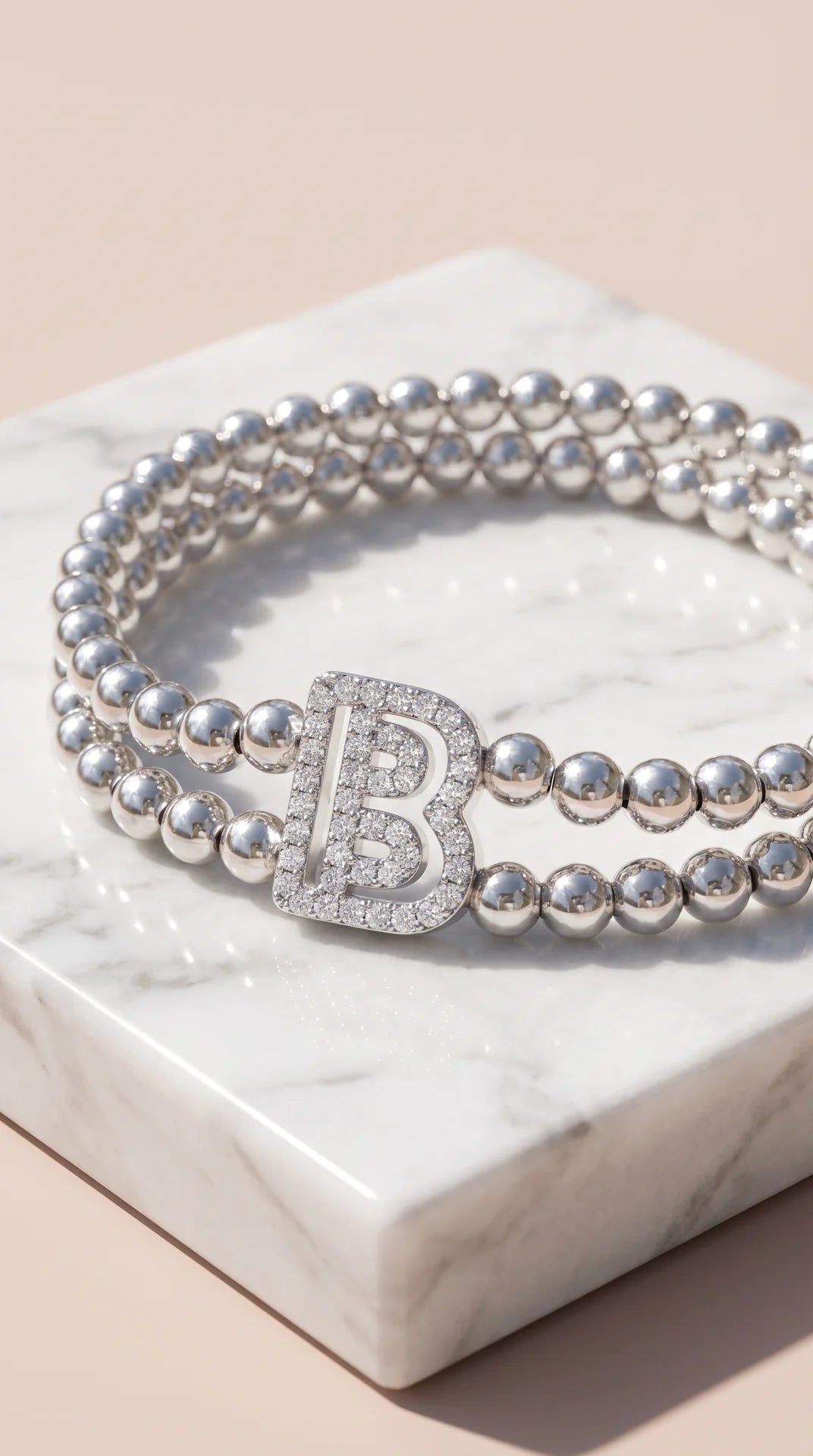 Gold Plated Personalised Initial Stretchy Bracelet
