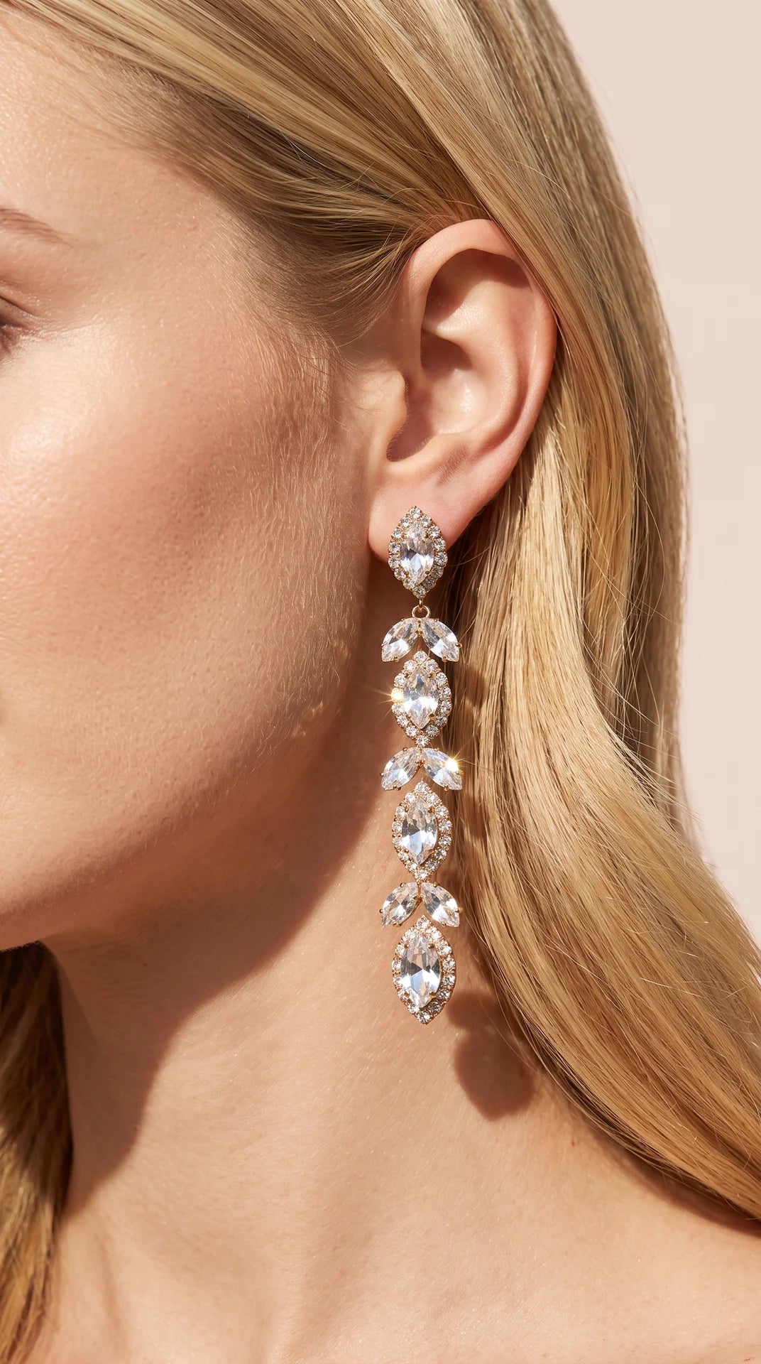Gold Marquise Crystal Drop & Dangle Statement Earrings