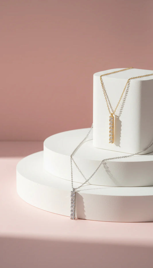 Oblong Crystal Pendant Necklace