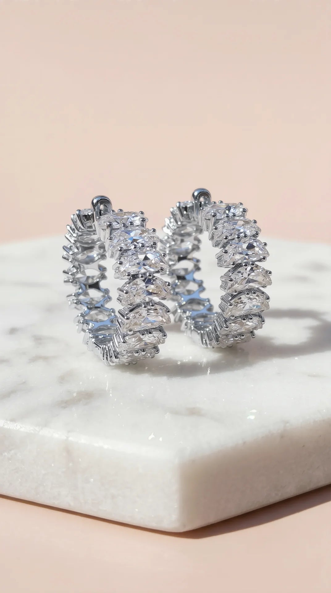 Baguette Cut Crystal Huggie Earrings