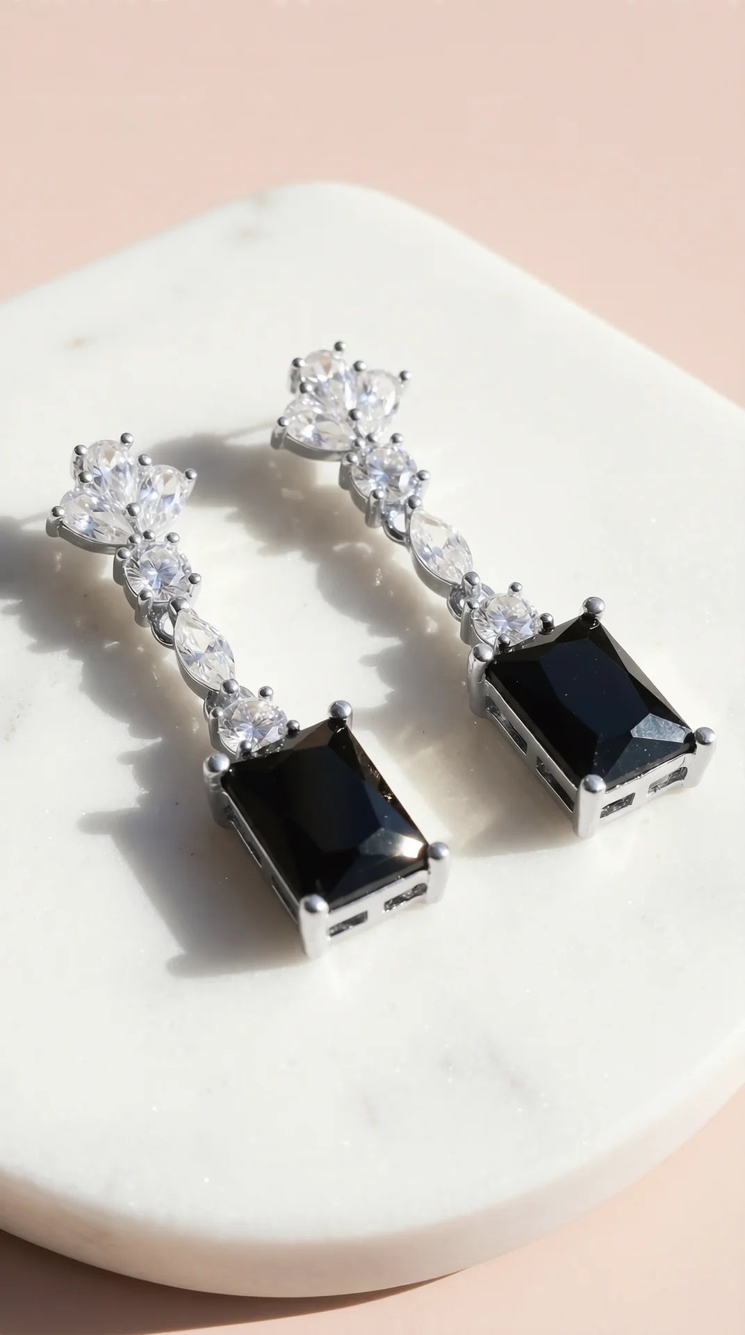 Black Square Crystal Drop & Dangle Earrings