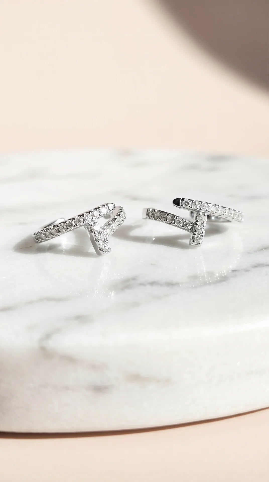 Nail Huggie Hoop Crystal Stud Earrings