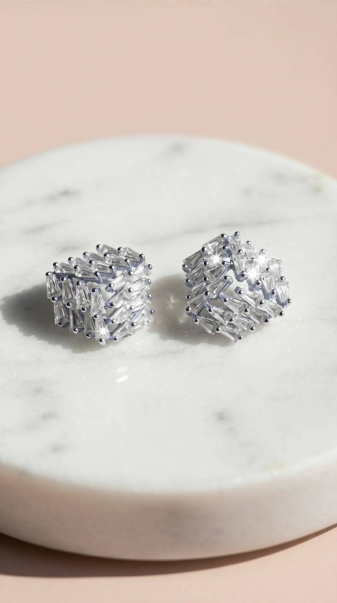 Square Faceted Crystal Stud Earrings