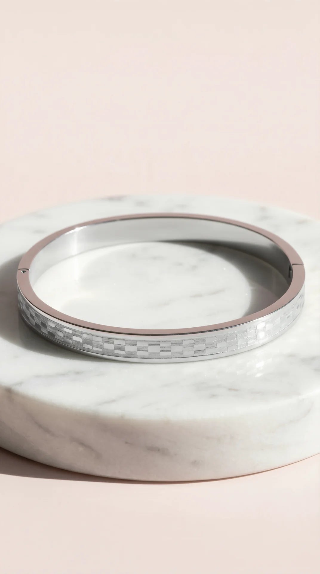 Gold Plated Checkered Stacking Bracelet Bangle