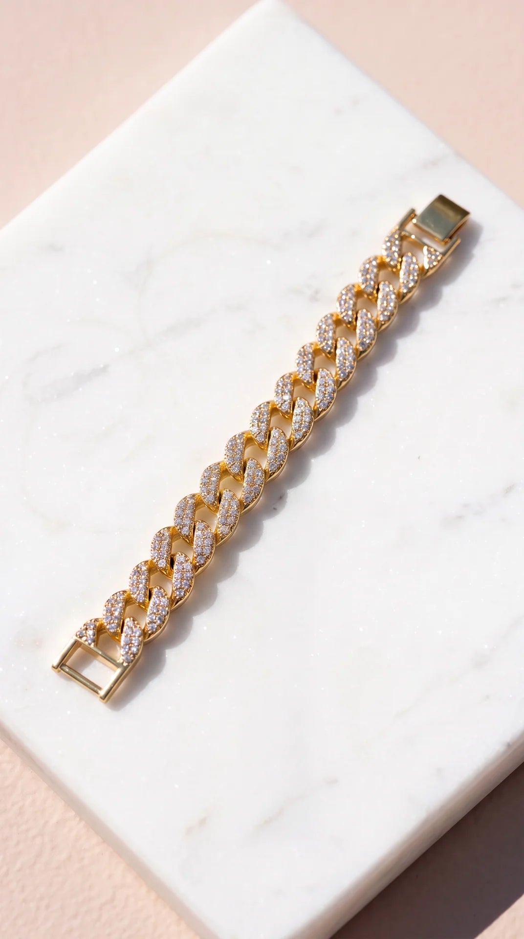 Pavé Gold Crystal Link Curb Bracelet