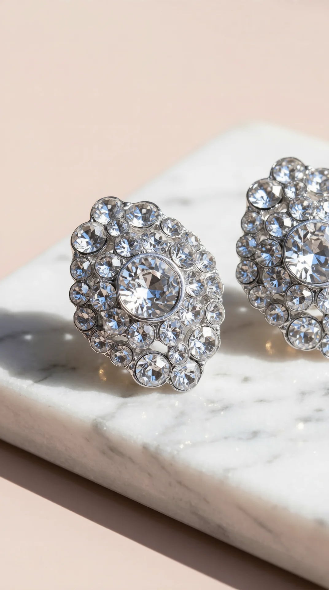 Round Crystal Cluster Stud Earrings