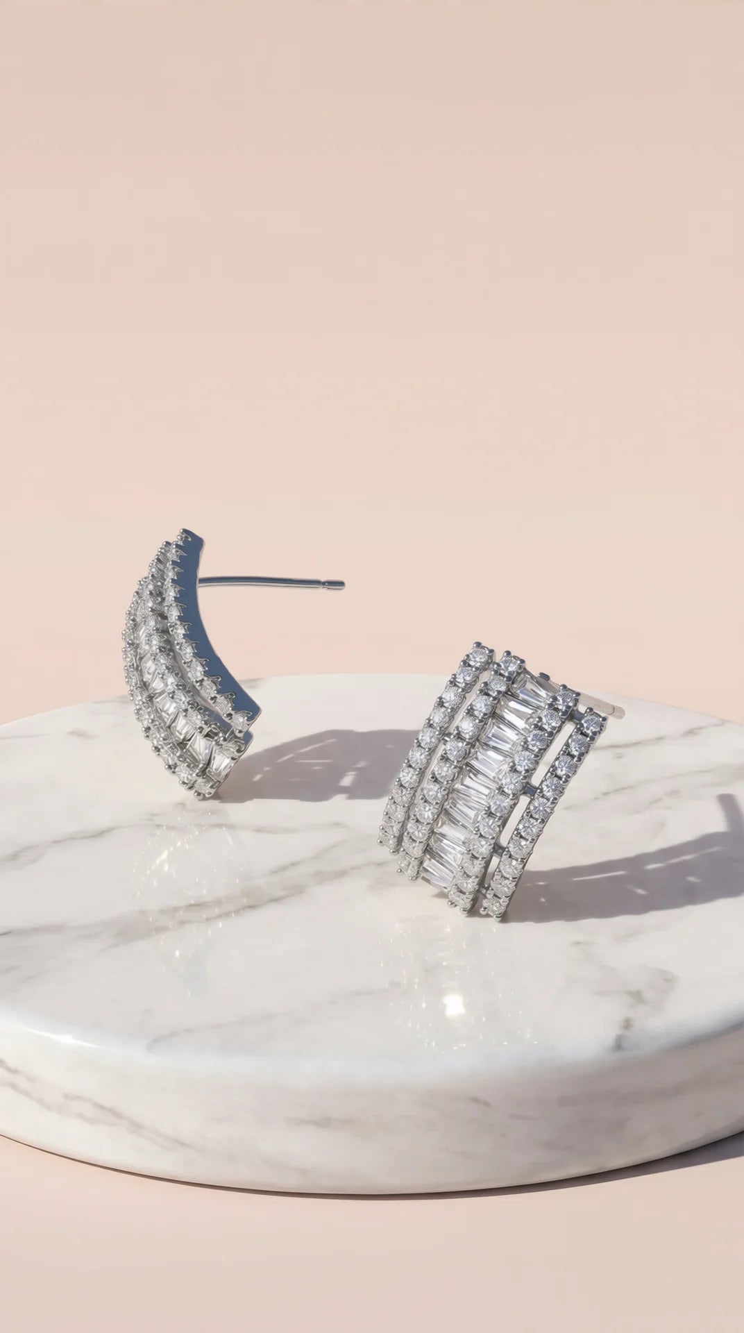 Curved Crystal Stud Earrings