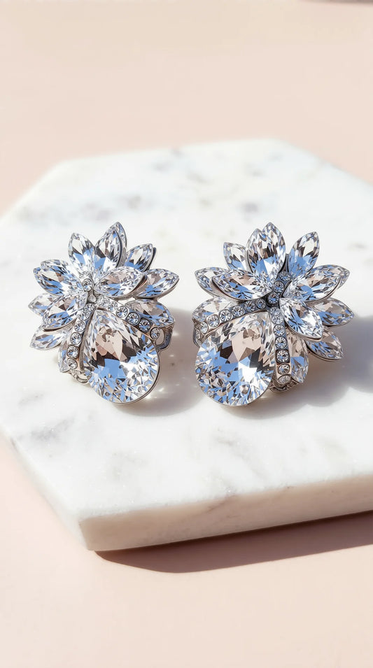 Teardrop Statement Crystal Stud Earrings