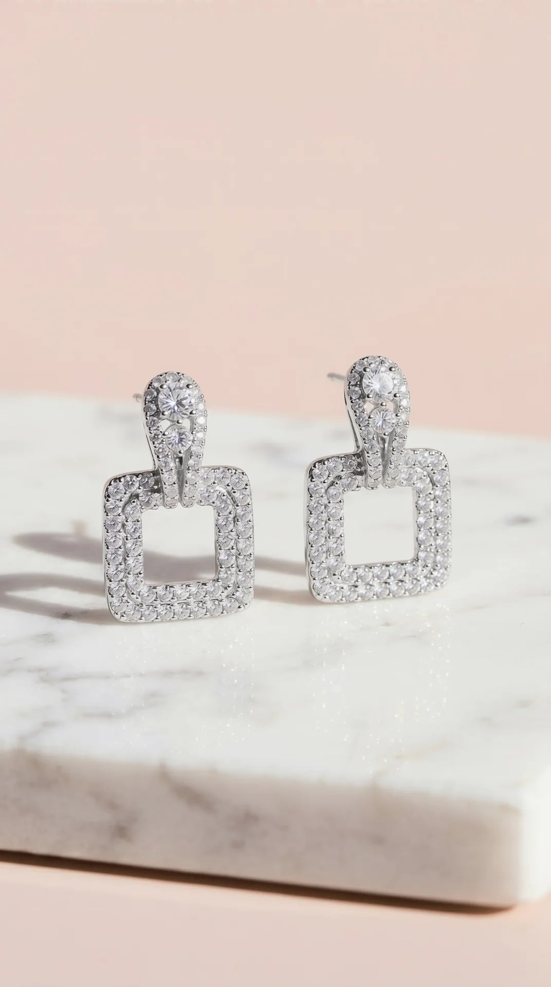 Micro Pavé Square Gold Plated Crystal Earrings