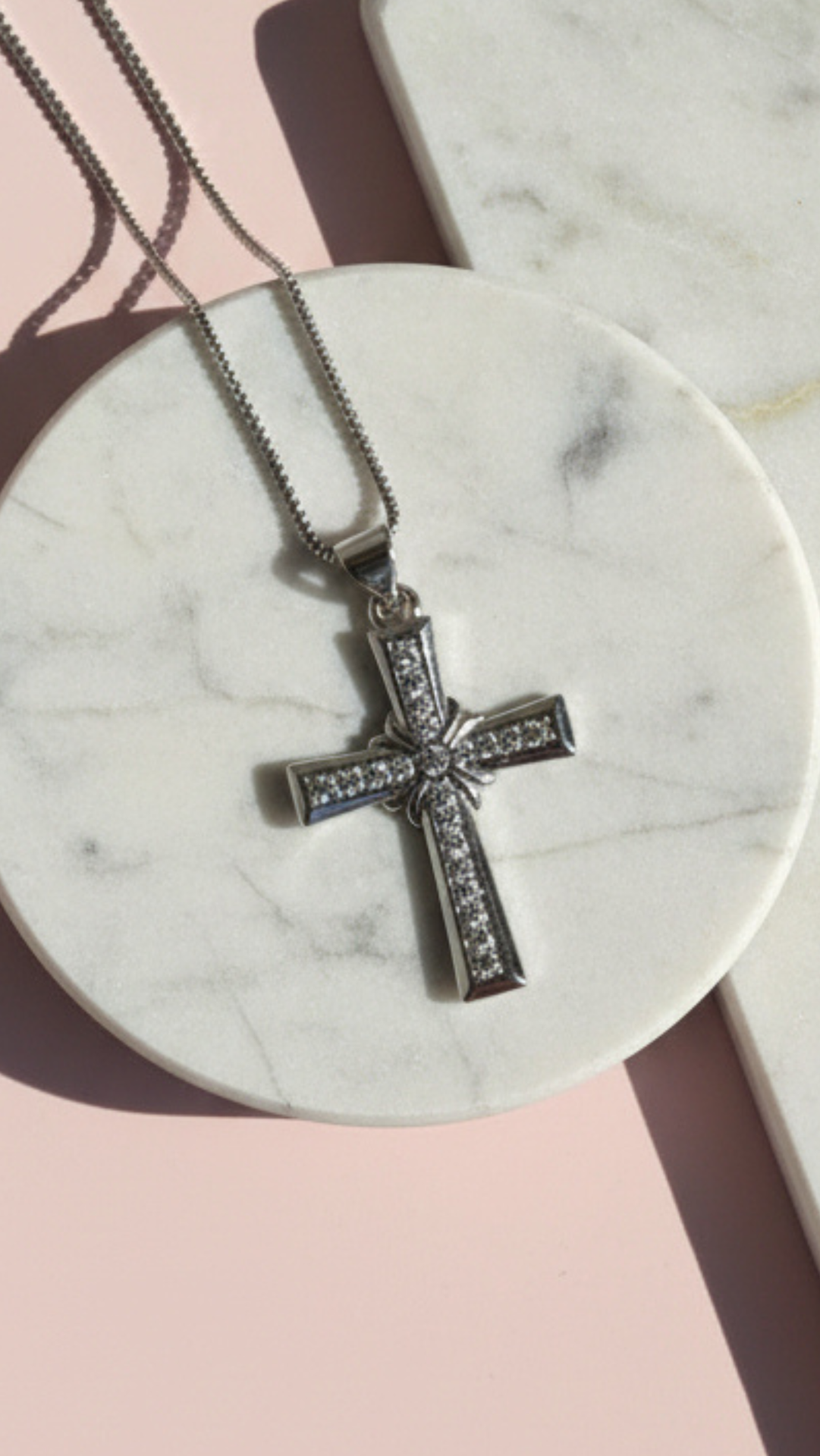 Waterproof Pavé Crystal Gold Plated Cross Necklace