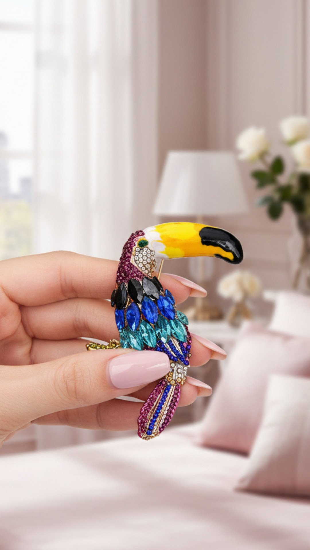 Crystal Tropical Toucan Statement Brooch Rhinestone Pin