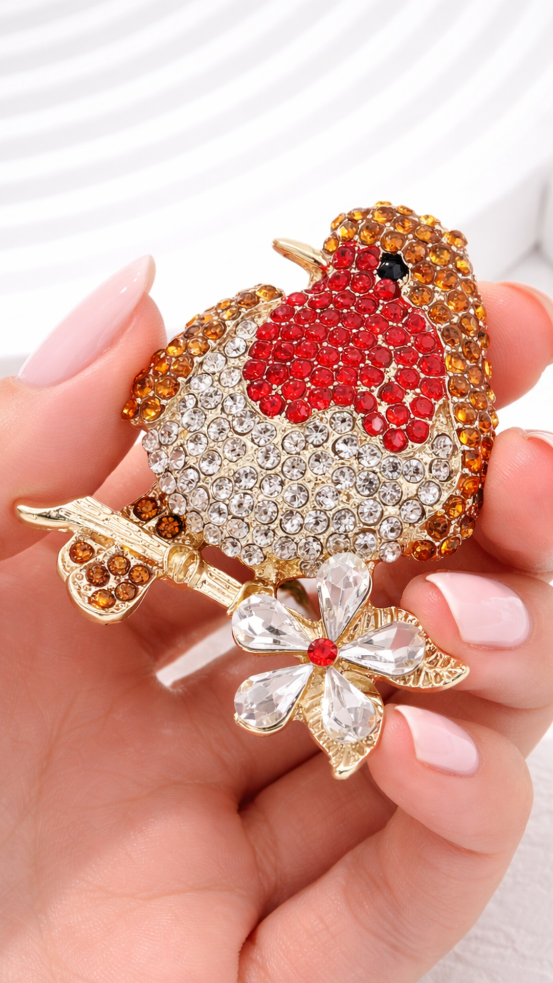 Robin Crystal Brooch Pin