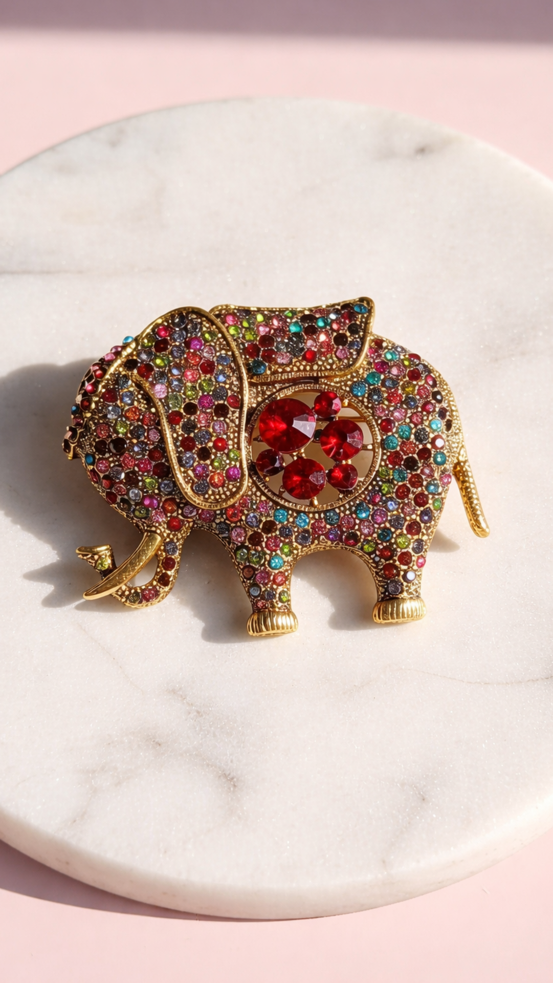Crystal Elephant Statement Brooch Pin